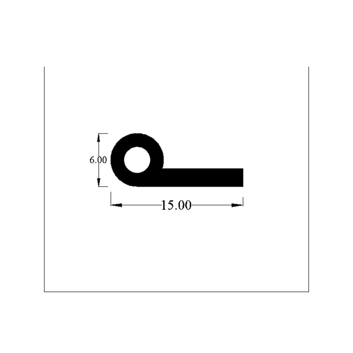 Cross-section diagram of hollow P section showing 15mm x 6mm profile