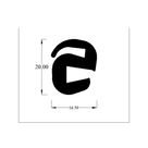 Cross-section diagram of S-shaped window rubber, 20.00mm wide x 16.50mm high dimensions shown