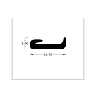 Technical line drawing of the seal's flat channel profile with dimensions in mm