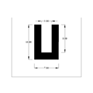 Cross-section diagram of U-channel profile, 10.00mm high x 7.00mm wide dimensions shown