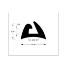 Cross-section diagram of the awning rail seal profile with printed dimensions in mm