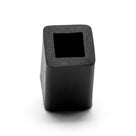 Black rubber channel profile, end-on view of square-bored section on white background
