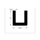 Cross-section diagram of U-channel profile, 8.20mm high x 8.00mm wide dimensions shown