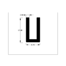 Cross-section diagram of square U-channel profile, 15.00mm high x 8.50mm wide dimensions shown