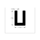 Cross-section diagram of square U-channel profile, 17.00mm high x 13.20mm wide dimensions shown