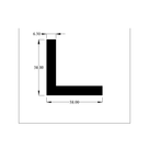 Cross-section diagram of L-section extrusion, 38.00mm x 38.00mm, 6.30mm wall