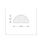 Dimensioned half-round profile diagram with 25mm and 12.50mm measurements