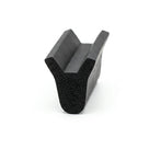 Black sponge rubber V-profile seal showing porous cut-end texture