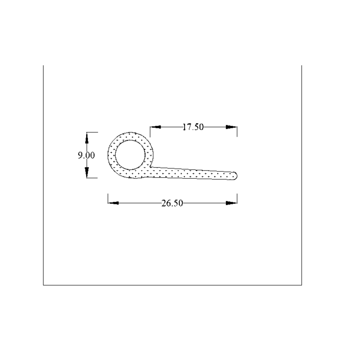 Technical diagram of hollow sponge rubber profile with dimensions 17.50, 9.00 and 26.50