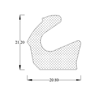 Technical diagram of hooked sponge seal profile with 21.20mm and 20.80mm dimensions
