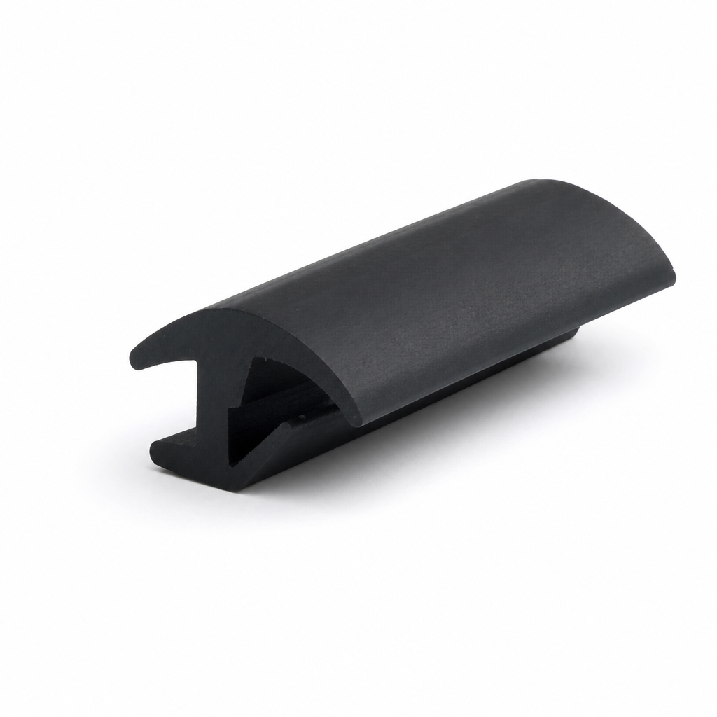 Black rounded windscreen seal profile, angled studio render