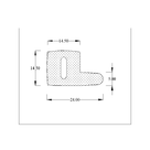 Technical line drawing of L-shaped sponge rubber seal profile, dimensions in mm