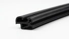 Black windscreen seal profile with locking channel, angled studio shot