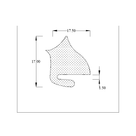 Technical line drawing of sponge section seal profile with curved lip, dimensions in mm