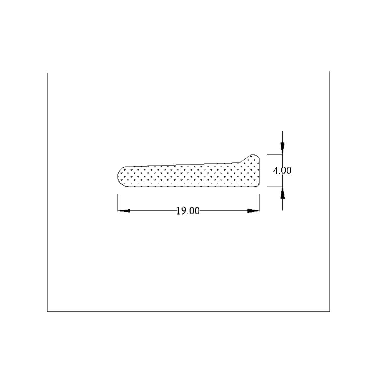 Technical drawing of sponge strip cross-section with dimensions 19.00 and 4.00
