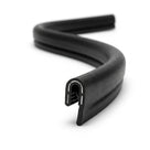 S-coiled black self grip seal with a long solid PVC tail and metal insert visible at the cut end