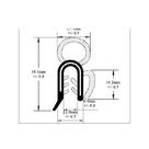 Dimensioned diagram of the tailgate seal's sponge bulb and solid rubber base in millimetres