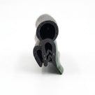 End-on view of black tailgate seal showing its hollow bulb and ribbed fitting fin