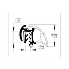 Technical diagram of self-grip side seal, dimensioned 28.0mm x 13.7mm