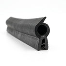 End-on view of black rubber self-grip seal with hollow bulb and clip base