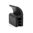 Black rubber top tail seal with curved lip and serrated grip channel, studio shot