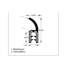 Technical line drawing of top tail seal profile with metal insert, dimensions in mm