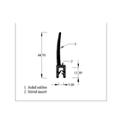 Technical diagram of solid rubber edge trim with metal insert, 44.50, 11.00 and 5.00mm dimensions