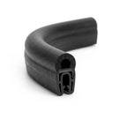Bent length of black self grip rubber seal showing domed sponge bulb and metal grip insert at cut end