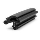 Black windscreen seal profile with metal locking strip in the channel, studio shot
