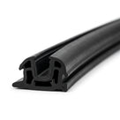 Black windscreen seal profile with locking channel, angled studio shot