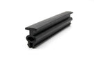 Black windscreen seal profile with flanged lip, angled studio shot