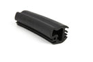 Black rubber windscreen seal profile with locking channel, studio shot
