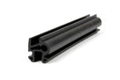 Black rubber quarterlight seal length shown at an angle, twin-bulb profile