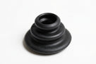 Black ribbed conical cable grommet, studio shot, white background