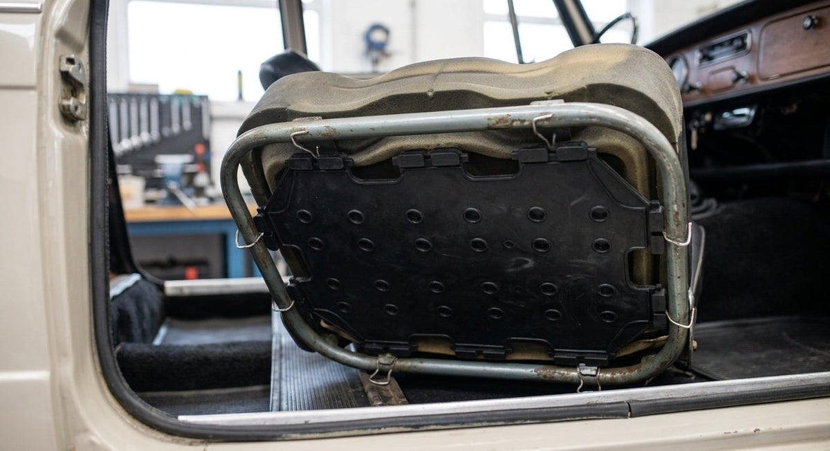 Seat diaphragm frame with fitting hooks positioned in a car's seat shell
