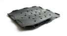 Black perforated seat diaphragm with metal fitting hooks, studio shot