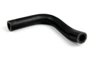 S-bend black rubber hose with textured finish, studio shot on white background