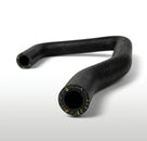 Black U-shaped rubber breather hose with Kevlar threads exposed at both cut ends