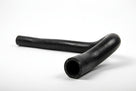 Black radiator bottom hose with gentle bend, studio shot on white
