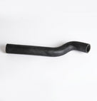 Black top radiator hose with a kinked bend, studio shot on white background