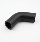 Black moulded 90-degree radiator connector hose, studio shot on white