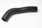 Curved black rubber top radiator hose, studio shot on white background