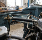 Heater valve hose fitted in situ connecting a brass valve to the engine