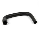 Black rubber drainage hose bent into a U-shape, studio shot on white