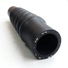 Black accordion-ribbed radiator hose shown end-on with open bore
