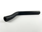 Angled black rubber top radiator hose on white background, studio shot
