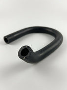 Looped black rubber heater inlet hose with both cut ends visible, studio shot