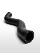 S-shaped black rubber radiator hose on white background, studio shot