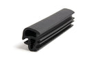 Black rubber ribbed fin seal profile, coiled length on white background