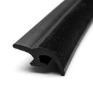 Black rubber flocked-face glass seal, angled length shot on white background